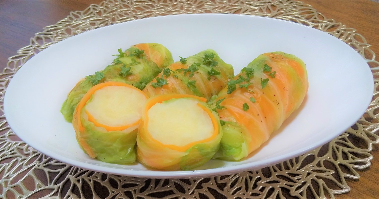 野菜がメイン ポテトdeきゃべつロール 介護食とカラダのコラム レシピ 食事の相談窓口サイト ごはんde笑顔そして健康